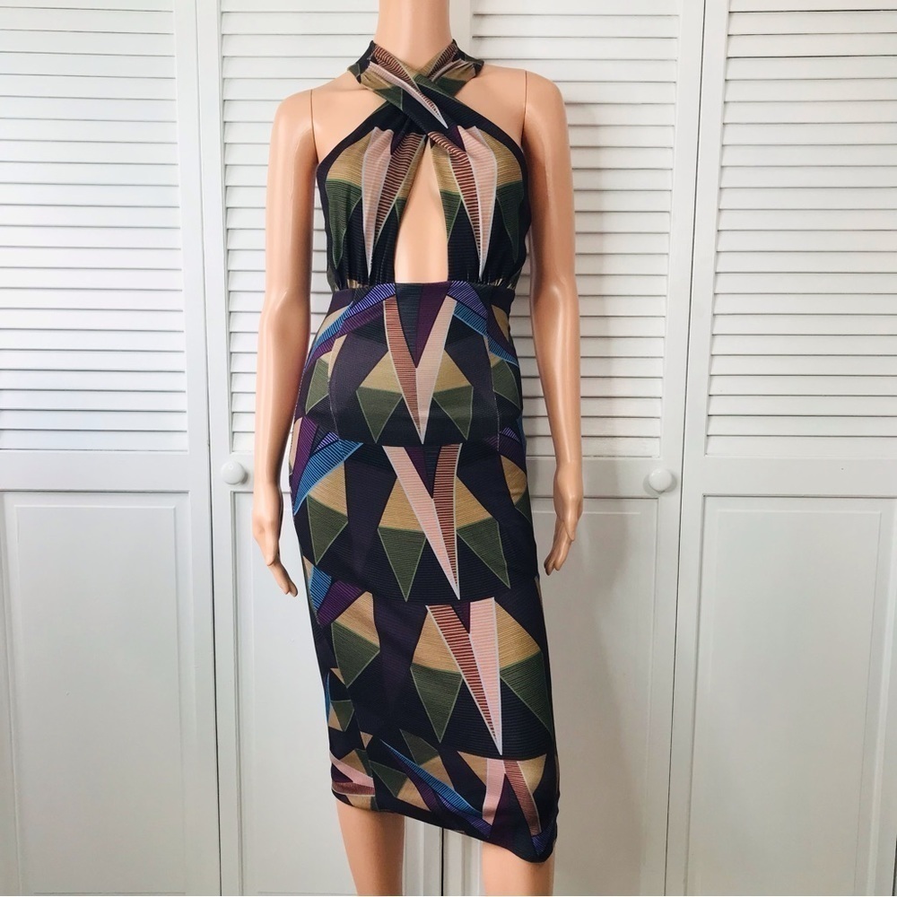 MARA HOFFMAN Olive Compass Cross Front Dress Size XS